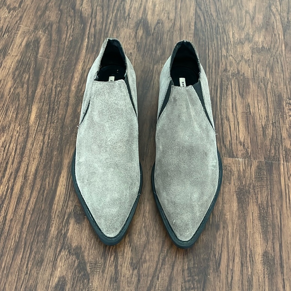 Zara Suede Leather Grey Ankle Boots Booties